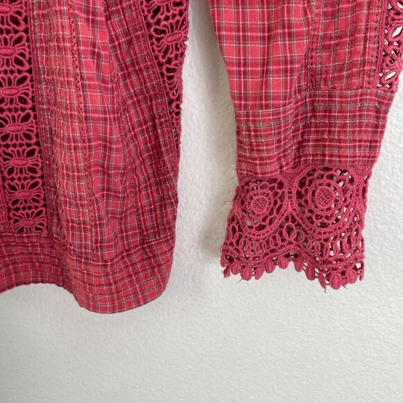 Sundance Womens Medium Cotton Crochet Accent Tunic Top Boho Cottagecore Shirt - Picture 9 of 11